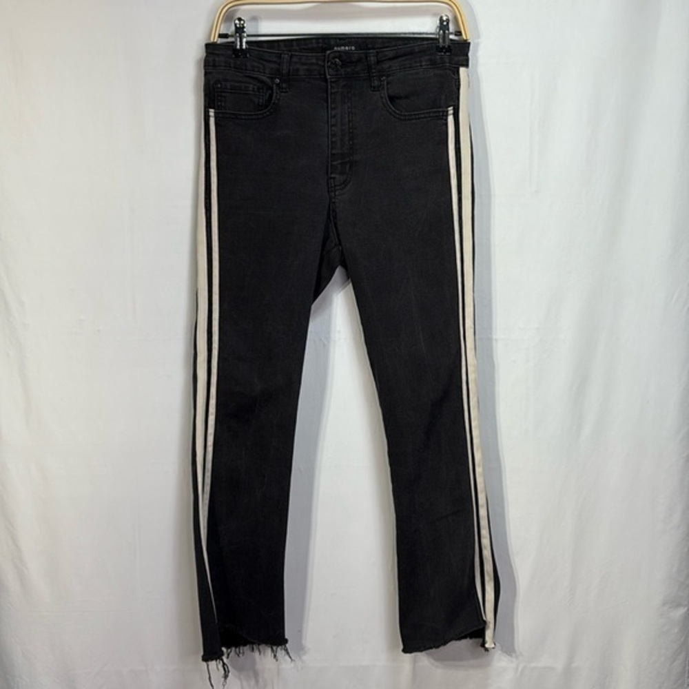 🐩 Numero black denim jeans with double cream side stripes